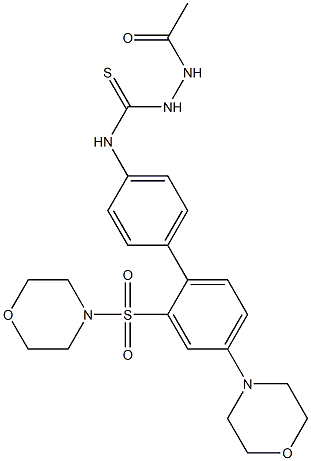 1-acetamido-3-[4-(4-morpholin-4-yl-2-morpholin-4-ylsulfonylphenyl)phenyl]thiourea Struktur