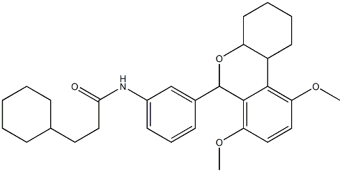 3-cyclohexyl-N-[3-(7,10-dimethoxy-2,3,4,4a,6,10b-hexahydro-1H-benzo[c]chromen-6-yl)phenyl]propanamide Struktur