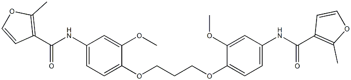 N-[3-methoxy-4-[3-[2-methoxy-4-[(2-methylfuran-3-carbonyl)amino]phenoxy]propoxy]phenyl]-2-methylfuran-3-carboxamide Struktur