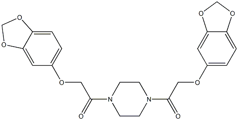 2-(1,3-benzodioxol-5-yloxy)-1-[4-[2-(1,3-benzodioxol-5-yloxy)acetyl]piperazin-1-yl]ethanone Struktur