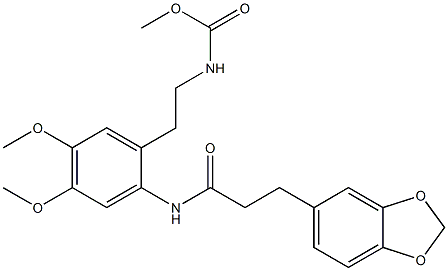 methyl N-[2-[2-[3-(1,3-benzodioxol-5-yl)propanoylamino]-4,5-dimethoxyphenyl]ethyl]carbamate Struktur