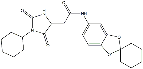 2-(1-cyclohexyl-2,5-dioxoimidazolidin-4-yl)-N-spiro[1,3-benzodioxole-2,1'-cyclohexane]-5-ylacetamide Struktur