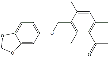 1-[3-(1,3-benzodioxol-5-yloxymethyl)-2,4,6-trimethylphenyl]ethanone Struktur