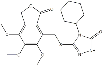 4-cyclohexyl-3-[(5,6,7-trimethoxy-3-oxo-1H-2-benzofuran-4-yl)methylsulfanyl]-1H-1,2,4-triazol-5-one Struktur