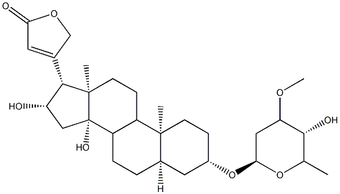 Card-20(22)-enolide,3-[(2,6-dideoxy-3-O-methyl-D-ribo-hexopyranosyl)oxy]-14,16-dihydroxy-, (3b,5b,16b)- (9CI) Struktur