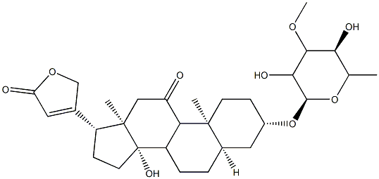 Card-20(22)-enolide,3-[(6-deoxy-3-O-methyl-D-galactopyranosyl)oxy]-14-hydroxy-11-oxo-, (3b,5b)- (9CI) Struktur