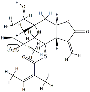 (Z)-2-Methyl-2-butenoic acid (1aR,3S,4R,5aR,8aS,9R,10aR)-dodecahydro-3-hydroxy-4,10a-dimethyl-8-methylene-7-oxooxireno[5,6]cyclodeca[1,2-b]furan-9-yl ester Struktur