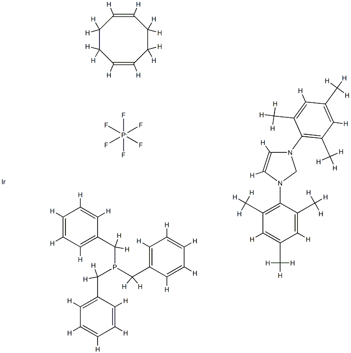 Tribenzylphosphine(1,5-cyclooctadiene)[1,3-bis(2,4,6-triMethylphenyl)iMidazol-2-ylidene]iridiuM(I) hexafluorophosphate, Min. 98% Struktur