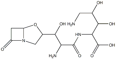 Pentonic acid,5-amino-2-[[(2S)-2-amino-3-hydroxy-1-oxo-3-(7-oxo-4-oxa-1-azabicyclo[3.2.0]hept-3-yl)propyl]amino]-2,5-dideoxy- Struktur