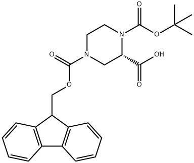 1-TERT-BUTYL 4-(9-H-FLUOREN-9-YLMETHYL) HYDROGEN (2S)-PIPERAZINE-1,2,4-TRICARBOXYLATE Struktur