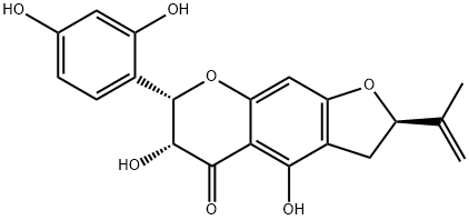 (2R)-7α-(2,4-Dihydroxyphenyl)-2,3,6,7-tetrahydro-4,6α-dihydroxy-2β-(1-methylethenyl)-5H-furo[3,2-g][1]benzopyran-5-one Struktur