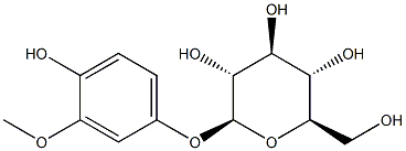 1-O-(4-Hydroxy-3-methoxyphenyl)-β-D-glucopyranose Struktur