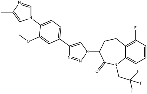 2H-1-BENZAZEPIN-2-ONE 6-FLUORO-1,3,4,5-TETRAHYDRO-3-[4-[3-METHOXY-4-(4-METHYL-1H-IMIDAZOL-1-YL)PHENYL]-1H-1,2,3-TRIAZOL-1-YL]-1-(2,2,2-TRIFLUOROETHYL)- Struktur