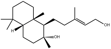 (1R,4aβ)-Decahydro-1β-[(E)-5-hydroxy-3-methyl-3-pentenyl]-2,5,5,8aβ-tetramethylnaphthalen-2α-ol Struktur