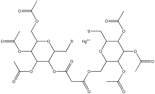 bis(2,6-anhydro-1-thio-glycero-manno-heptitol)mercuy(II) Struktur