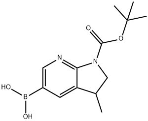 1H-Pyrrolo[2,3-b]pyridine-1-carboxylic acid, 5-borono-2,3-dihydro-3-Methyl-, 1-(1,1-diMethylethyl) este Struktur