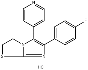 Imidazo[2,1-b]thiazole,6-(4-fluorophenyl)-2,3-dihydro-5-(4-pyridinyl)-, hydrochloride (1:2) Struktur