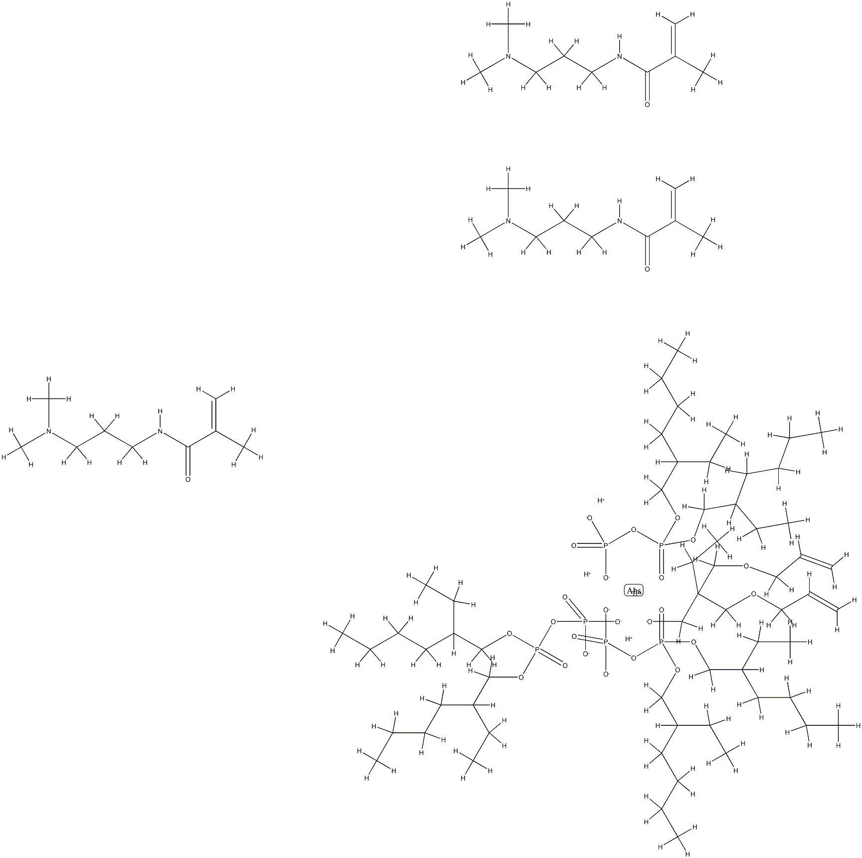 Titanate(3-), P,P-bis(2-ethylhexyl) diphosphato(2-)-.kappa.ObisP,P-bis(2-ethylhexyl) diphosphato(2-)-.kappa.O,.kappa.O2,2-bis(2-propenyloxy)methyl-1-butanolato-.kappa.O-, trihydrogen, compd. with N-3-(dimethylamino)propyl-2-methyl-2-propenamide (1:3) Struktur