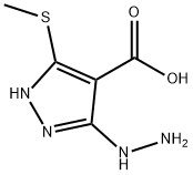 1H-Pyrazole-4-carboxylicacid,3-hydrazino-5-(methylthio)-(9CI) Struktur