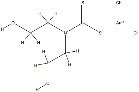 (N,N-bis(2-hydroxyethyl)dithiocarbamato-S,S')dichlorogold(III) Struktur