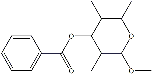 methyl 2,4,6-trideoxy-3-O-benzoyl-2,4-di-C-methyltalohexopyranoside Struktur