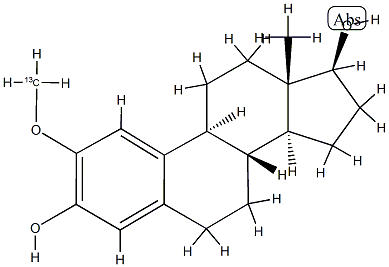 2-Hydroxyestradiol  2-methyl-13C,d3-ether,  2-Methoxy-13C,d3-estradiol,  3,17β-Dihydroxy-2-methoxy-13C,d3-1,3,5(10)-estratriene,  2,3,17β-Trihydroxy-1,3,5(10)-estratriene-2-methyl-13C,d3-ether,  1,3,5(10)-Estratriene-2,3,17-triol  2-methyl-13C,d3-ether Struktur