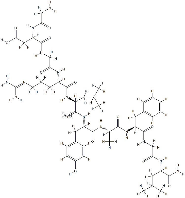 H-Gly-Asp-Gly-Arg-Leu-Tyr-Ala-Phe-Gly-Leu-NH2 Struktur