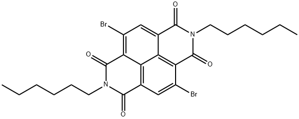 4,9-Dibromo-2,7-dihexylbenzo[lmn][3,8]phenanthroline-1,3,6,8(2H,7H)-tetrone Struktur