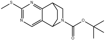 (4-Methylsulfanyl-3,5,9-triaza-tricyclo[6.2.2.0*2,7*]dodeca-2(7),3,5-triene-9-carboxylicacidtert-butylester Struktur