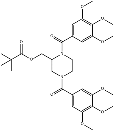 N,N'-bis(3,4,5-trimethoxylbenzoyl)-2-piperizinylmethyl 2,2-dimethylpropanoate Struktur