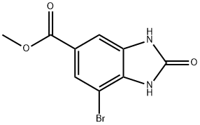 7-Bromo-2-oxo-2,3-dihydro-1H-benzoimidazole-5-carboxylic acid methyl ester Struktur