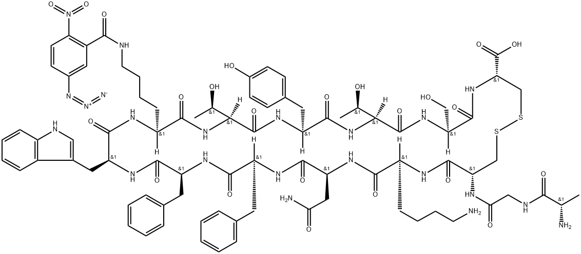 somatostatin, azidonitrobenzoyl-Lys(9)-iodo-Tyr(11)- Struktur