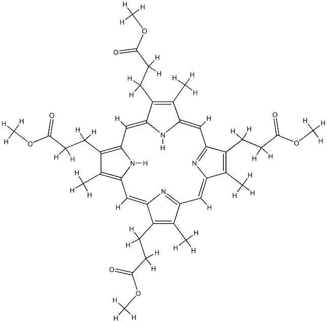 3,8,12,17-Tetramethyl-21H,23H-porphyrin-2,7,13,18-tetrapropionic acid tetramethyl ester Struktur