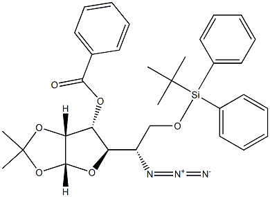 5-azido-3-O-benzoyl-6-O-tert-butyldiphenylsilyl-5-deoxy-1,2-O-isopropylidene talofuranose Struktur