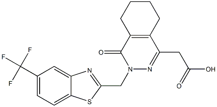 3,4-dihydro-4-oxo-5,6-cyclohexano-3-((5-(trifluoromethyl)benzothiazol-2-yl)methyl)-1-pyridazineacetic acid Struktur