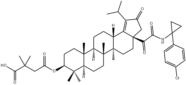 (3beta)-3-(3-Carboxy-3-methyl-1-oxobutoxy)-N-[1-(4-chlorophenyl)cyclopropyl]-alpha,21-dioxo-28-norlup-18-ene-17-acetamide, 1422355-59-6, 結(jié)構(gòu)式