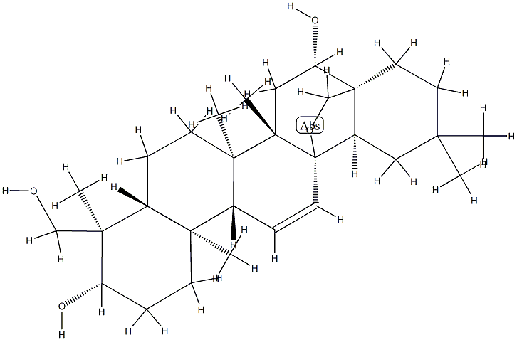 (4R)-13,28-Epoxyolean-11-ene-3β,16β,23-triol Struktur