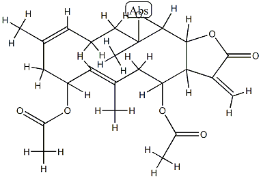 Oxireno(13,14)cyclotetradeca(1,2-b)furan-13(1aH)-one, 7,11-bis(acetylo xy)-2,3,6,7,10,11,11a,12,14a,14b-decahydro-1a,9-dimethyl-12-methylene- , (1aR*,4E,7S*,8E,11S*,11aR*,14aR*,14bS*)-(+)- Struktur