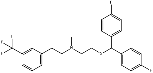 N-(2-(bis(4-fluorophenyl)methylthio)ethyl)-N-methyl-N-(2-phenyl)ethylamine Struktur