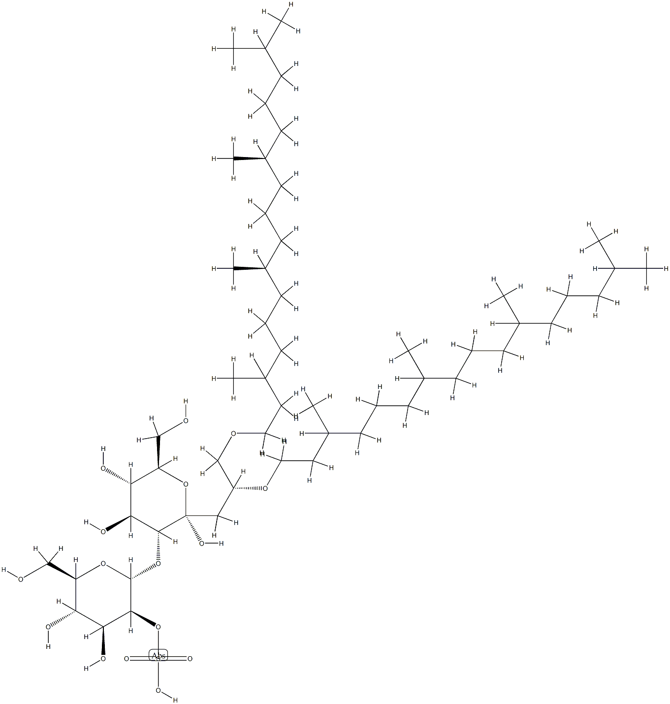 2,3-di-O-phytanyl-1-O-(mannopyranosyl-(2-sulfate)-(1-2)-glucopyranosyl)-sn-glycerol Structure