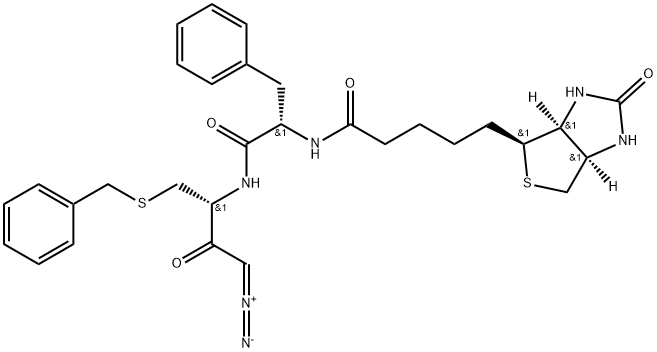 biotin-phenylalanyl-(S-benzyl)cysteinyl-diazomethane Struktur