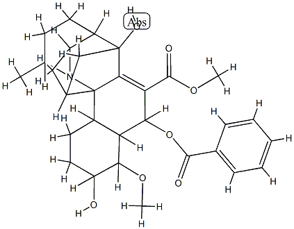 5,6,9-[1]Butanyl[4]ylidene-5H-benz[6,7]indeno[7a,1-b]pyrrole-10-carboxylicacid,11-(benzoyloxy)-1,2,3,4,4a,6,7,7a,8,9,11,11a-dodecahydro-2,9-dihydroxy-1-methoxy-15-methyl-,methyl ester, (1S,2R,4aS,4bS,5R,6S,7aR,9S,11R,11aR,12R,15R)- (9CI) Struktur