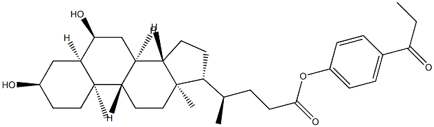 (3α,5β,6α)-3,6-Dihydroxycholan-24-oic Acid 4-(1-Oxopropyl)phenyl Ester Struktur