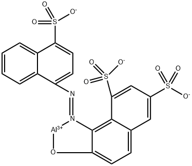 [7-hydroxy-8-[(4-sulpho-1-naphthyl)azo]naphthalene-1,3-disulphonato(3-)]aluminium Struktur