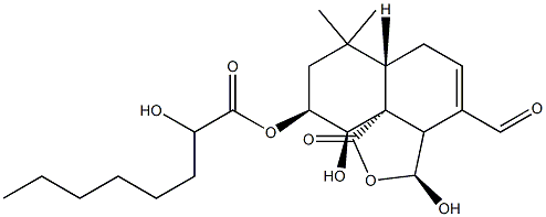 Octanoic acid,2-hydroxy-,4-formyl-3,3a,6,6a,7,8,9,10-octahydro-3,10-dihydroxy-7,7-dimethyl-1-oxo-1H-naphtho[1,8a-c]furan-9-ylester (9CI) Struktur