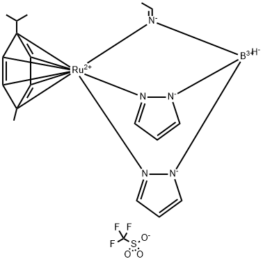 [Bis(pyrazol-1-yl)(acetimino)hydridoborato](p-cymene)ruthenium(II) trifluoromethanesulfonate Struktur