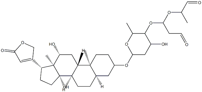 (3β,5β,12β)-3-[[[4-[R-(R)]]-2,6-Dideoxy-4-O-[1-(1-methyl-2-oxoethoxy)-2-oxoethyl]-β-D-ribo-hexopyranosyl]oxy]-12,14-dihydroxycard-20(22)-enolide Struktur