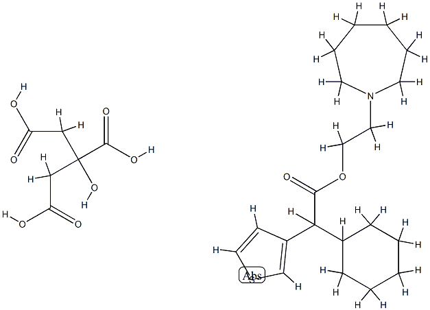 2-(hexahydro-1H-azepin-1-yl)ethyl alpha-cyclohexylthiophene-3-acetate, compound with citric acid (1:1) Struktur