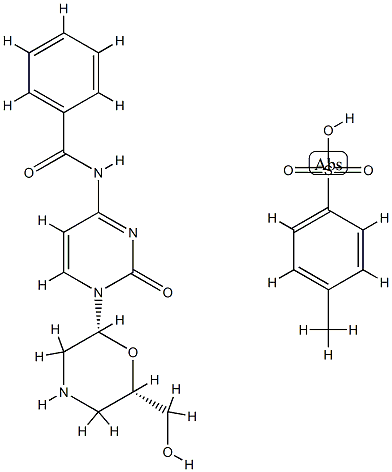 N4-Benzoyl-7'-OH-Morpholino cytosine tosylate salt Struktur