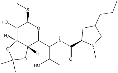 Methyl trans-α-6,8-Dideoxy-3,4-O-isopropylidene-6-(1-Methyl-4-propyl-L-2-pyrrolidinecarboxaMido)-1-thio-L-threo-D-galacto-octopyranoside Struktur